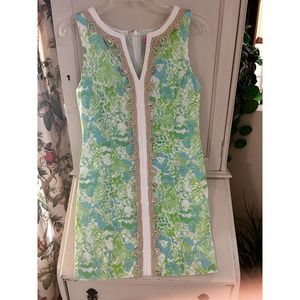 Lilly Pulitzer Green and Blue Floral Midi Dress